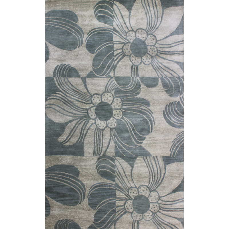 Tapis gris en laine touffeté à la main Ilford, Rectangle 5 pi x 8 pi