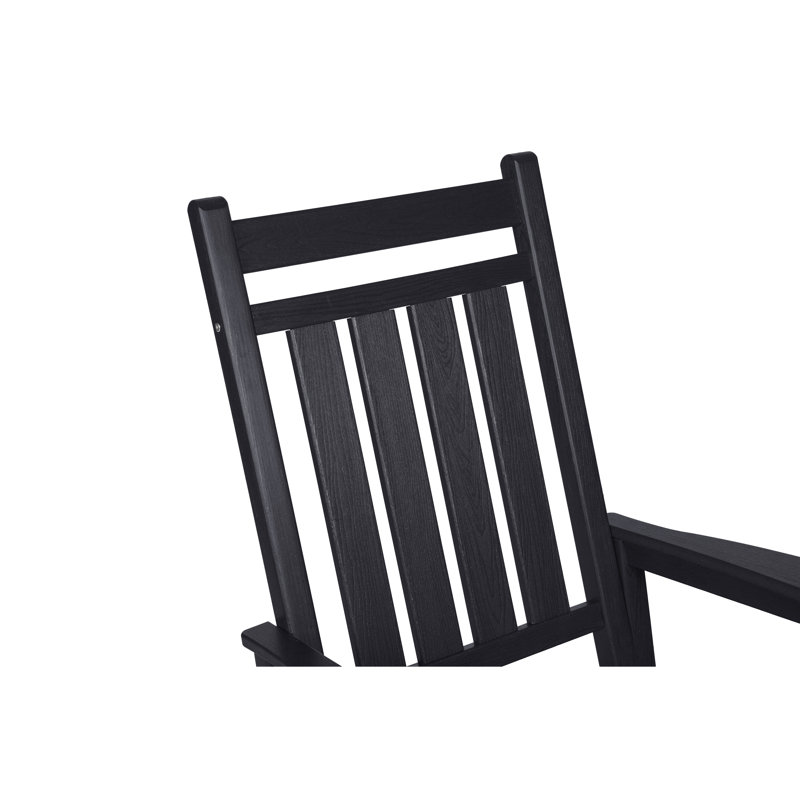 Oversized Rocking Chair with Wood-Texture, All-Weather Resistant Patio Furniture for Comfortable Outdoor Relaxation, Black