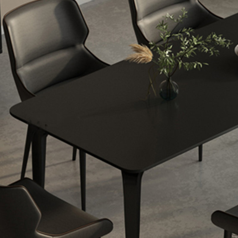 High-end pure black rock slab dining table, 29.52"H x 62.99"L x 35.43"W