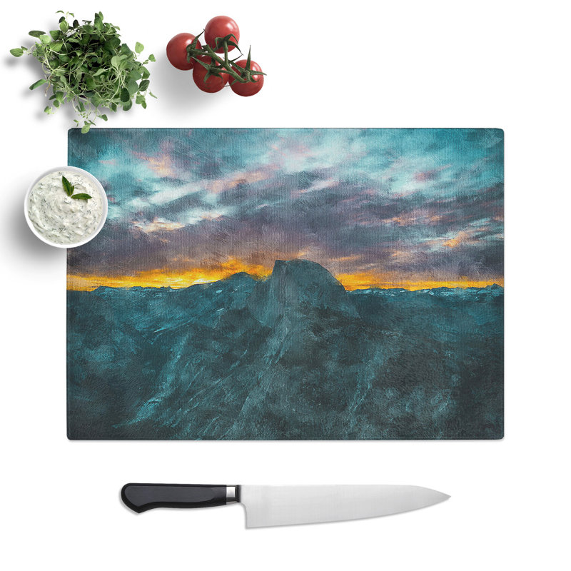 Tempered Glass Mountains in California Chopping Board, 20 cm x 28.5 cm