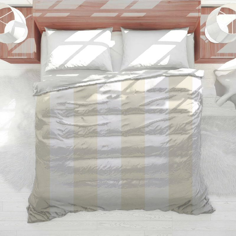 Édredon beige à rayures blanches, Queen