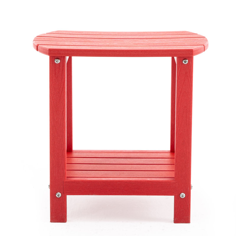 Adirondack Outdoor HDPE Patio Side Table–Weather-Resistant Poly Lumber End Table for Deck, Garden, or Poolside, Red