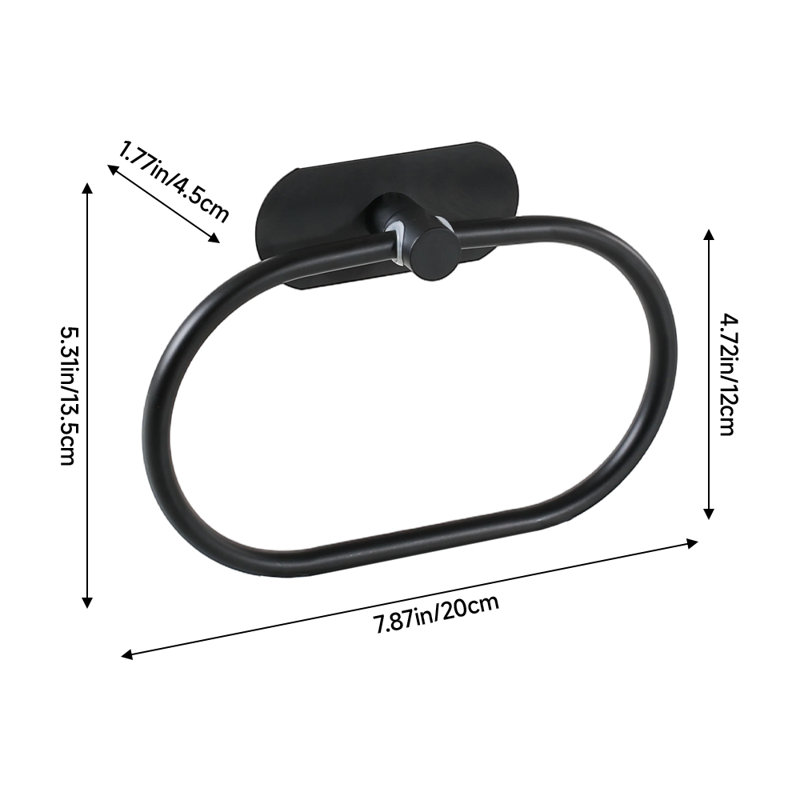 20cm Wall Mounted Required Towel Bar, Black