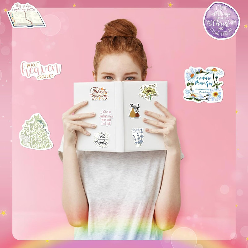 150 autocollants inspirants avec versets bibliques chrétiens, à décorer pour journal, album, gourde et ordinateur portable. Cadeau de Noël rempli de foi.