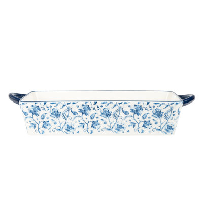 Plat rectangulaire Bella Heritage Garden bleu Heritage Garden, 12 po x 8 po, 10 Strawberry Street