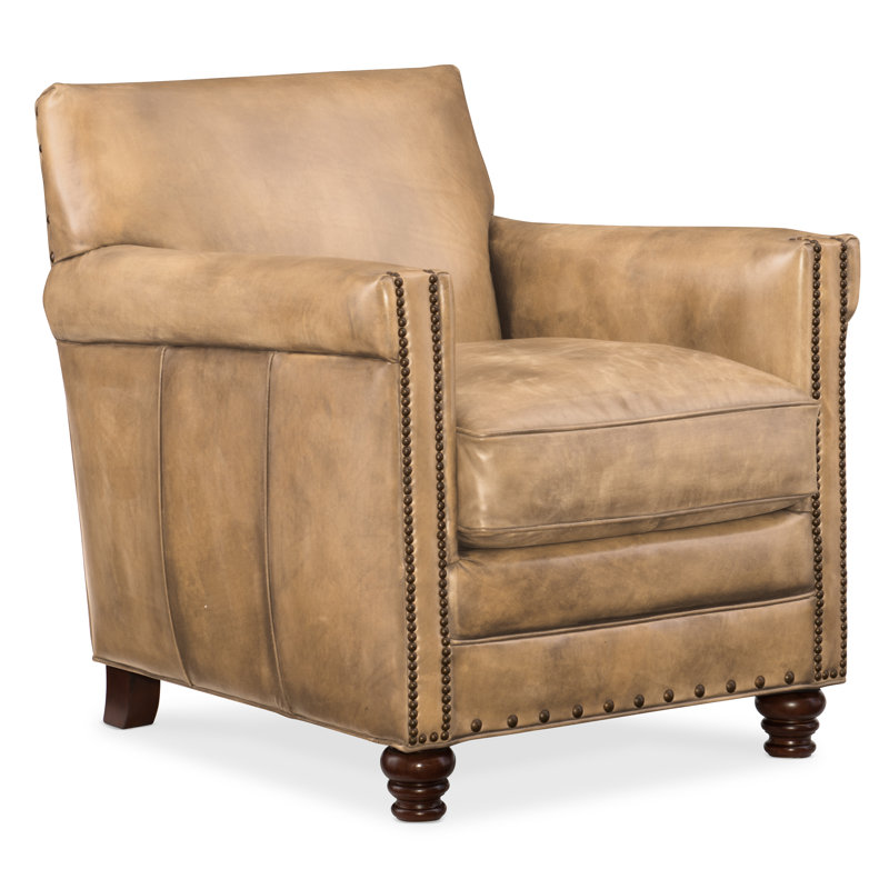 CC Potter Club Chair, Beige, Dark Brown, Foam/Synthetic fiber