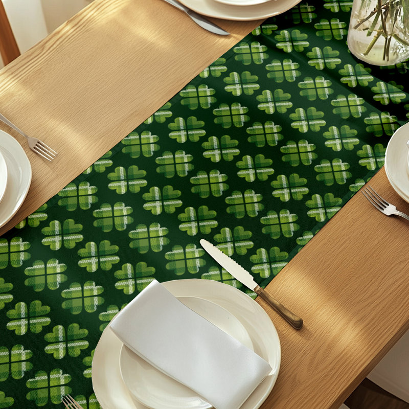 Jonney 4 Leaf Clover Plaid Table Runner, 108" x 14"