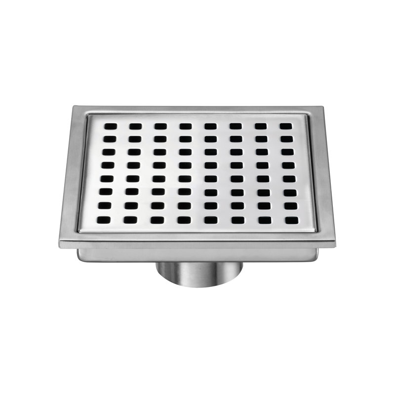FlowGuard 6" Brushed Nickel square grid drain, Brushed Nickel