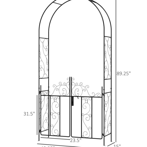 Red Barrel Studio Metal Garden Arch With Gate - Black. Ideal For ...