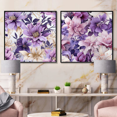 Orchidée de rêve - motif tropical - ensemble de 2 collages floraux carrés