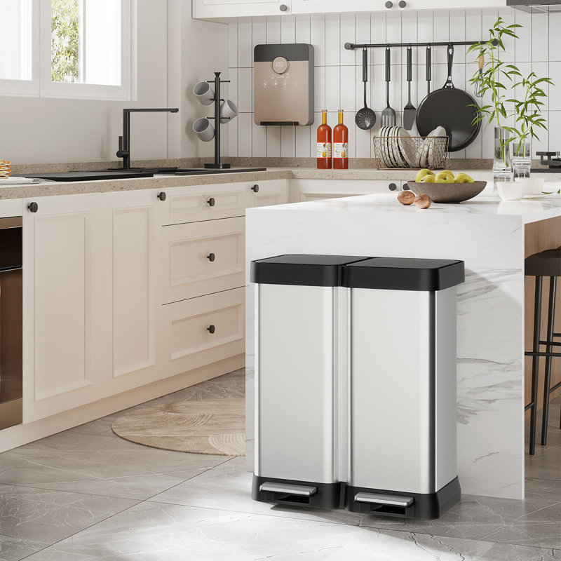 Steel Kitchen Rubbish Bin - 60 L