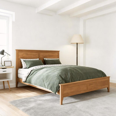 Solid Pine Wood Platform Bed Frame, No Box Spring Required, Modern Minimalist Bed with Slatted Support, Easy Assembly
