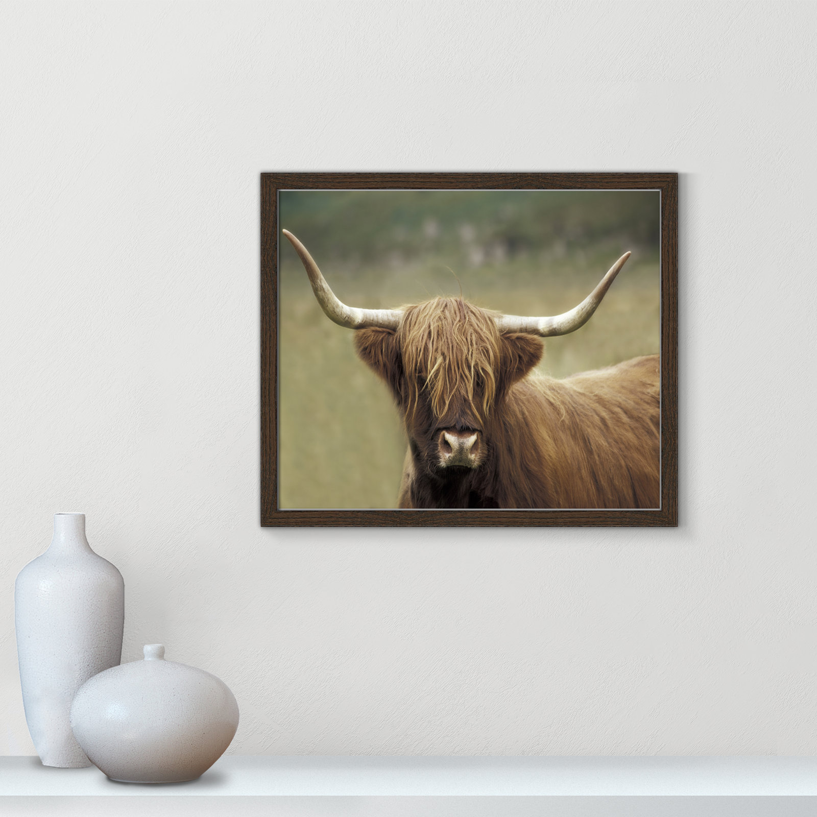 Frederic "Highland Afternoon" Print, 16" H x 19" W x 0.75" D, Walnut Wood Grain Framed