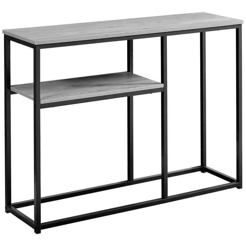 Table d'appoint Auroris à finition en bois gris avec pieds en métal noir, H 31,83 po x l 41,88 po x P 11,78 po