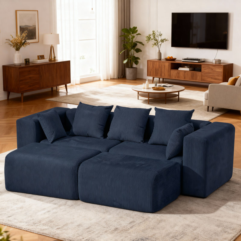 Canapé modulaire Castillon Boneless Cloud, Polyester bleu