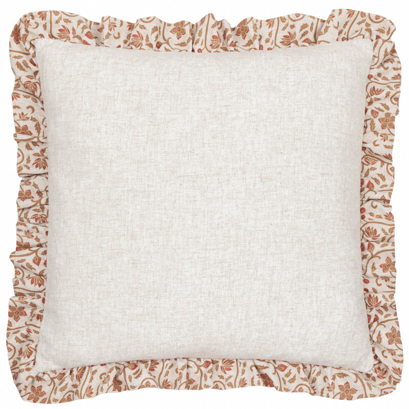 Floral Square Pillow Cover, Light Mocha