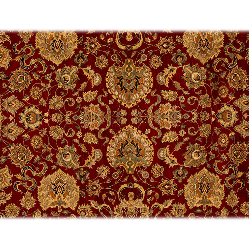 Tapis rouge et noir noué à la main de haute qualité