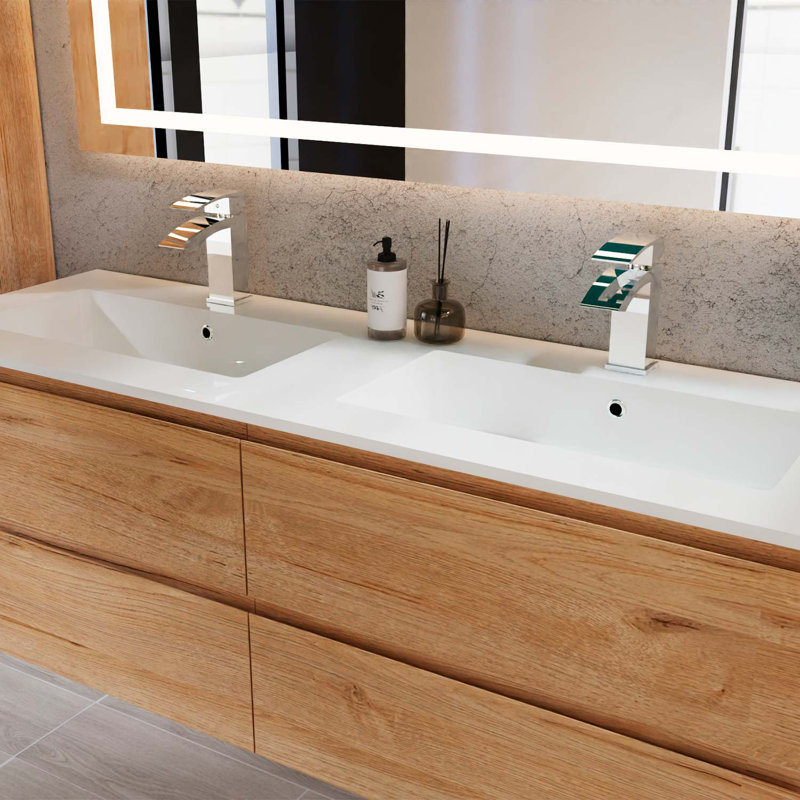 Armoire-lavabo 55 po avec lavabo brillant Toscana DAX Pasadena, Chêne