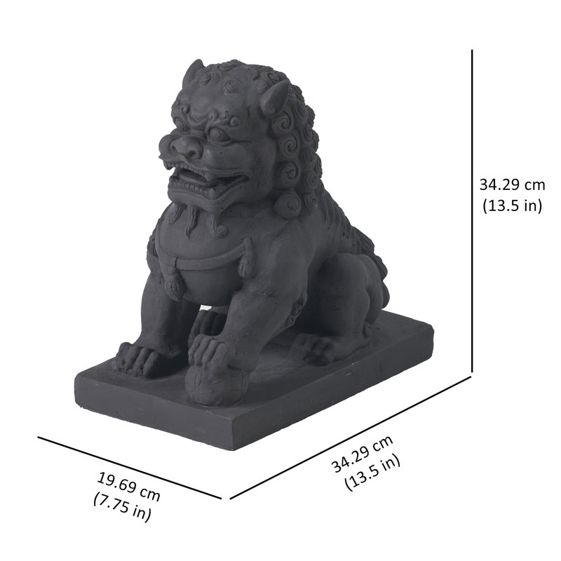 Statue de patte gauche sur boule foo, Gris