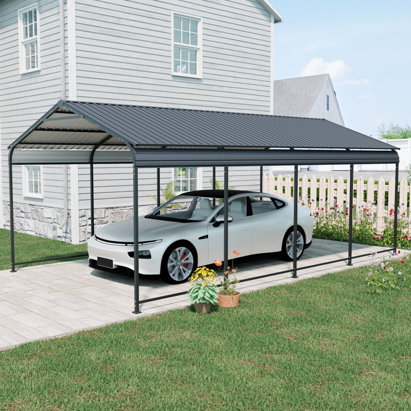 12x21 Metal Heavy Duty Carport Outdoor Canopy Large Garage with Galvanized Steel Roof and Frame for Driveway Car,Truck