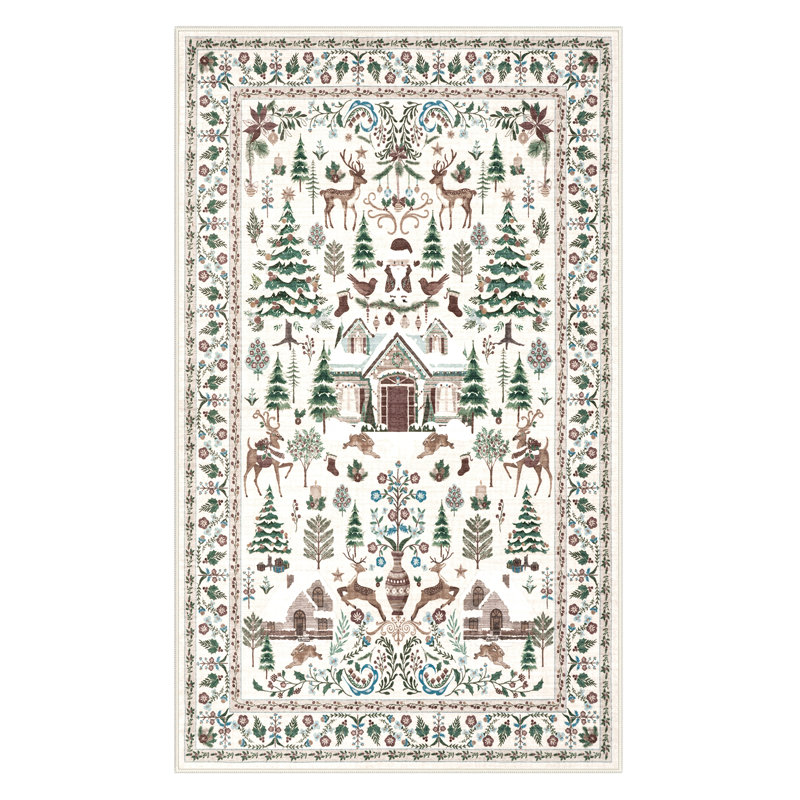 Tapis de Noël antidérapant de Noël, Rectangulaire 3 pi x 5 pi