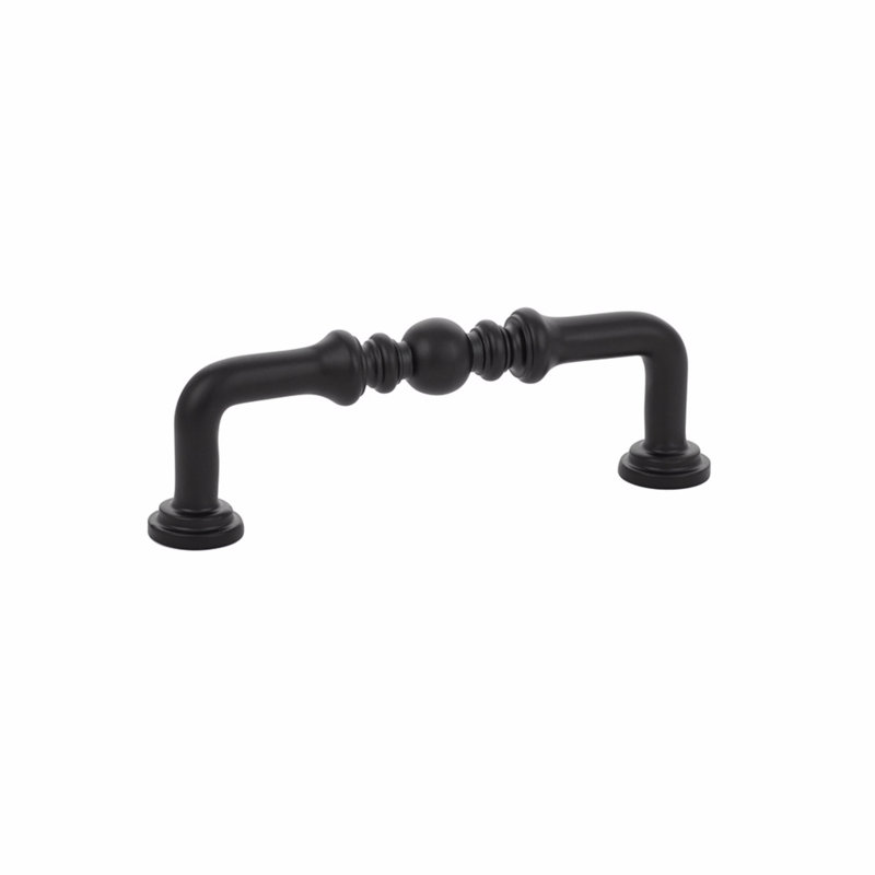 Emtek Spindle Cabinet Pull 3-1/2" cc, Flat Black, 3 1/2"
