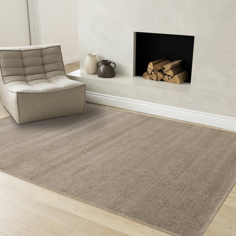 Tapis uni gris olive sophistiqué sculpté, Rectangle 5 pi 3 po x 7 pi 7 po