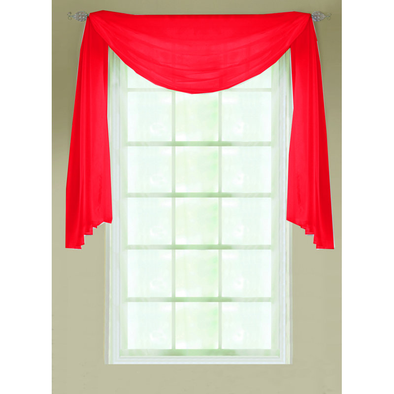 Padstow Sheer Window Scarf Single Panel, 145 W x 500 D cm, Red