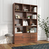 70.87" Tall Bookshelf With 10 Cubes And 3 Doors, 4-Tier Bookshelf, Open Shelf Bookcase With Cabinet, Modern Cube Storage Organizer For Living Room, And Office