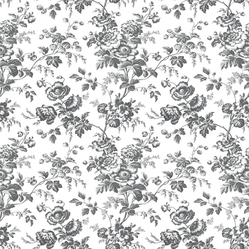 Anemone Toile Wallpaper Roll, Black