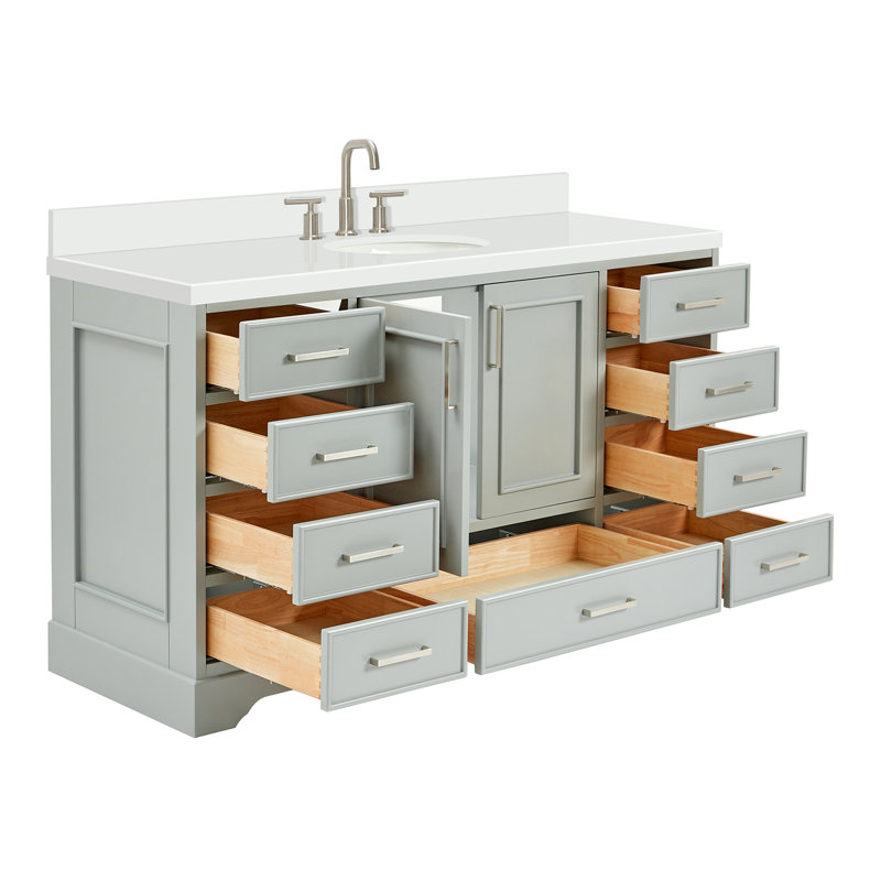 Meuble-lavabo simple avec plateau Abshire 61, Gris