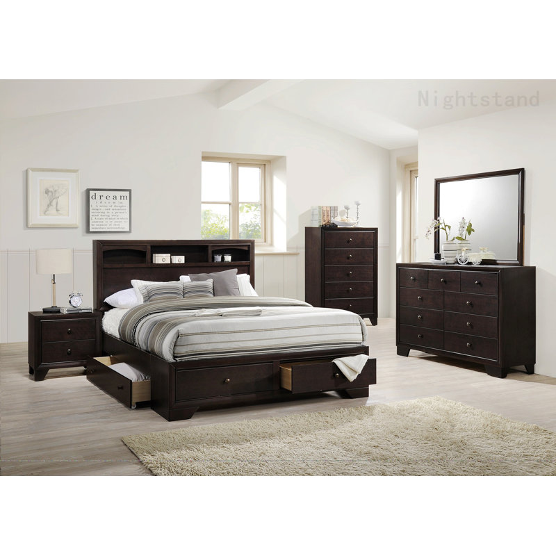 Jontarius Brown Wooden Nightstand with Drawer