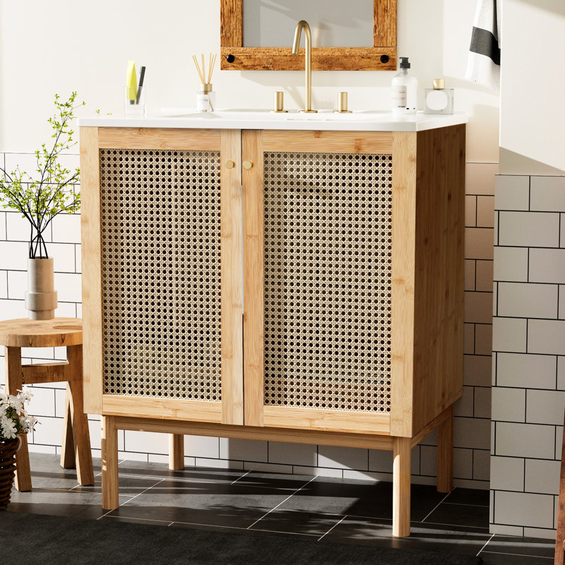 Meuble-lavabo de 30 po - L'artisanat, le lavabo en céramique créent une belle élégance naturelle et transforment votre espace