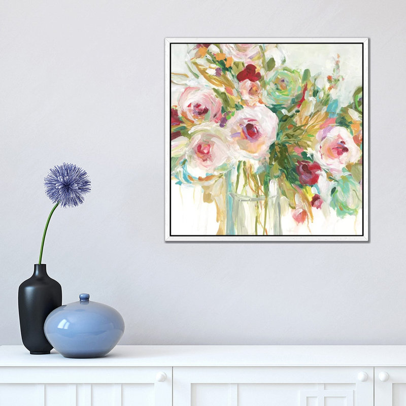 Floral Abandon by Carol Robinson - Wrapped Canvas Painting, White Framed Canvas, 45.72 cm H x 45.72 cm W