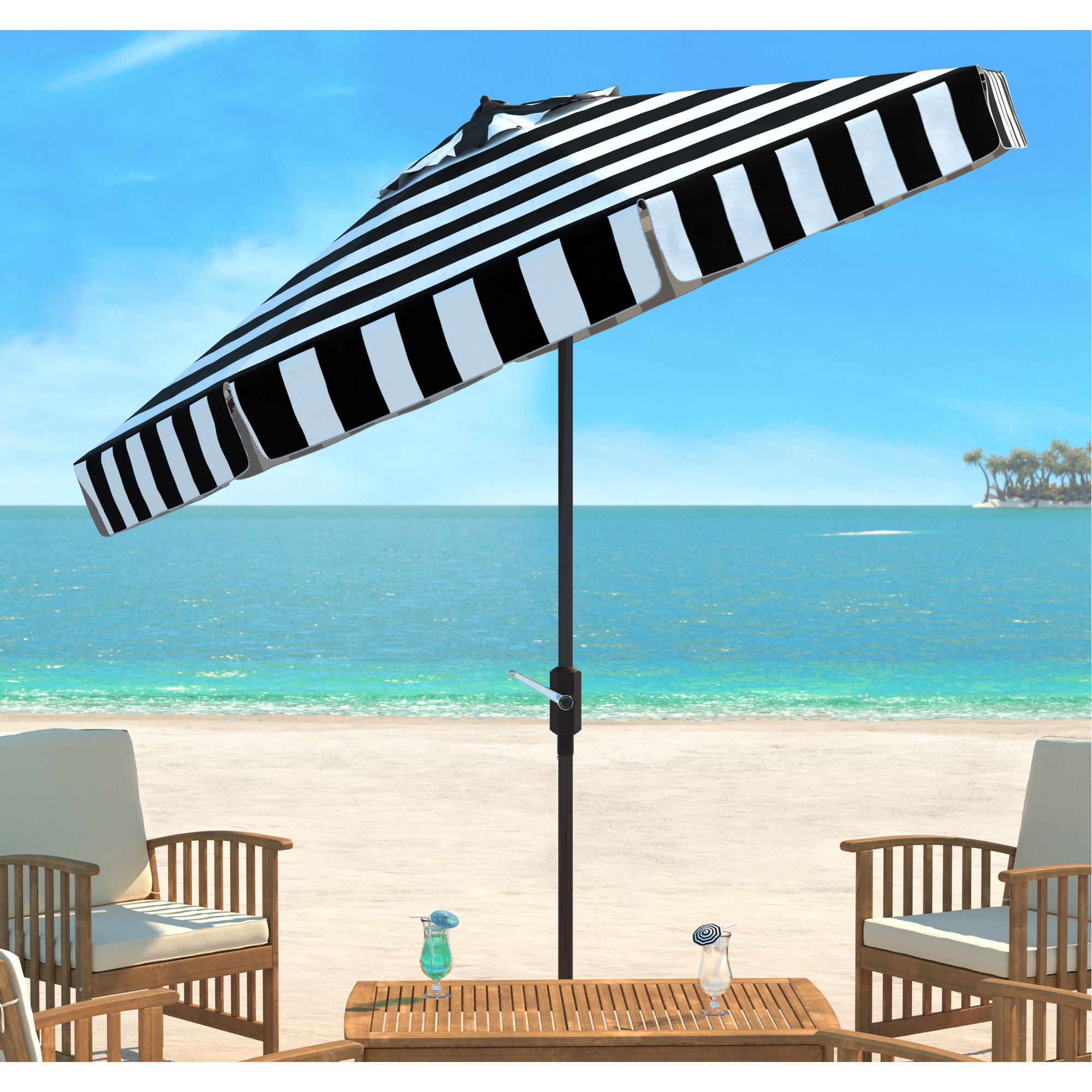 9' x 9' Market Umbrella, Black/White