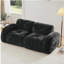Canapés capitonnés à 2 places avec canapé sans os, tissu de velours doux, conception antidérapante inférieure, éponge haute densité 32D, conception ergonomique inférieure, aucun assemblage requis, convient aux salons, noir-873292982