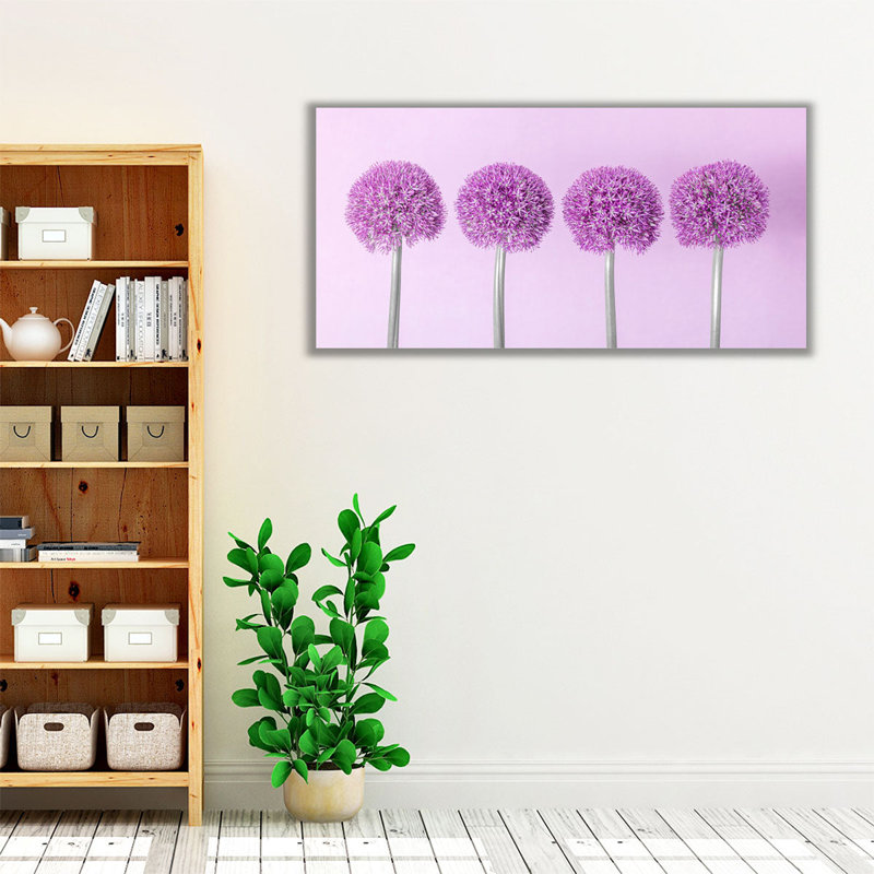 Allium fleurs - reproduction d'art sur toile, H 30 po x l 60 po