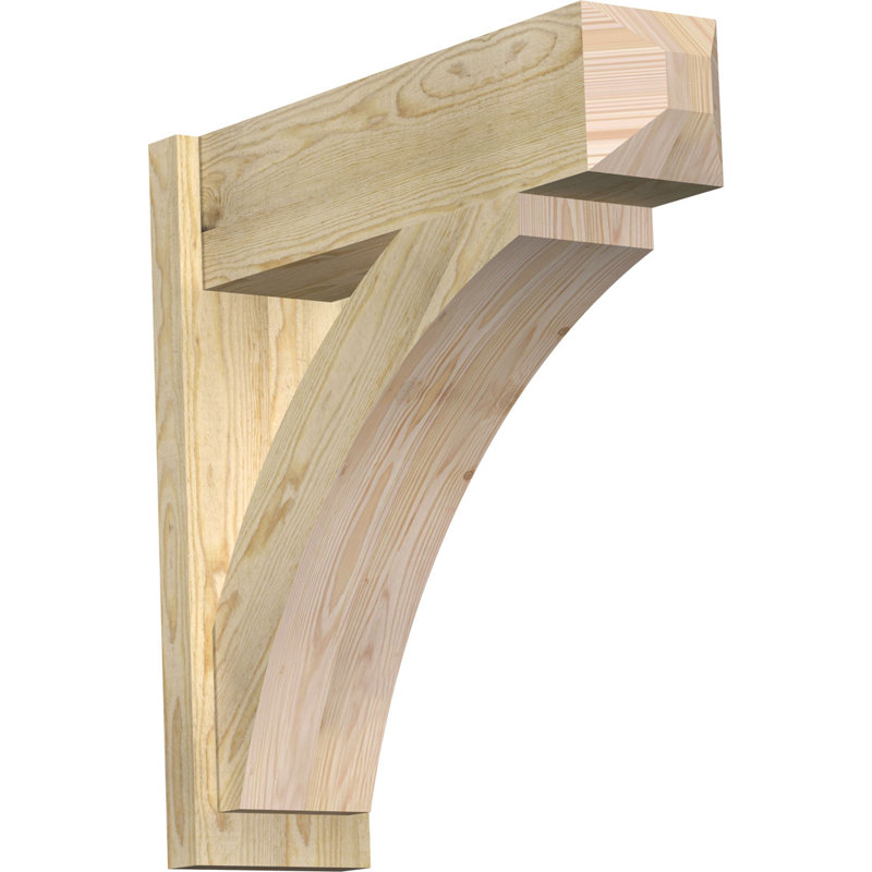 Thorton Craftsman Rustic Wood Outlooker, 8" W Douglas Fir (Rough Sawn),  28" D x 34" H 