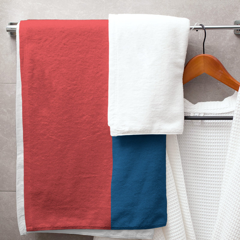 Bath Towel, Red/Dodger Blue/Red, Microfiber