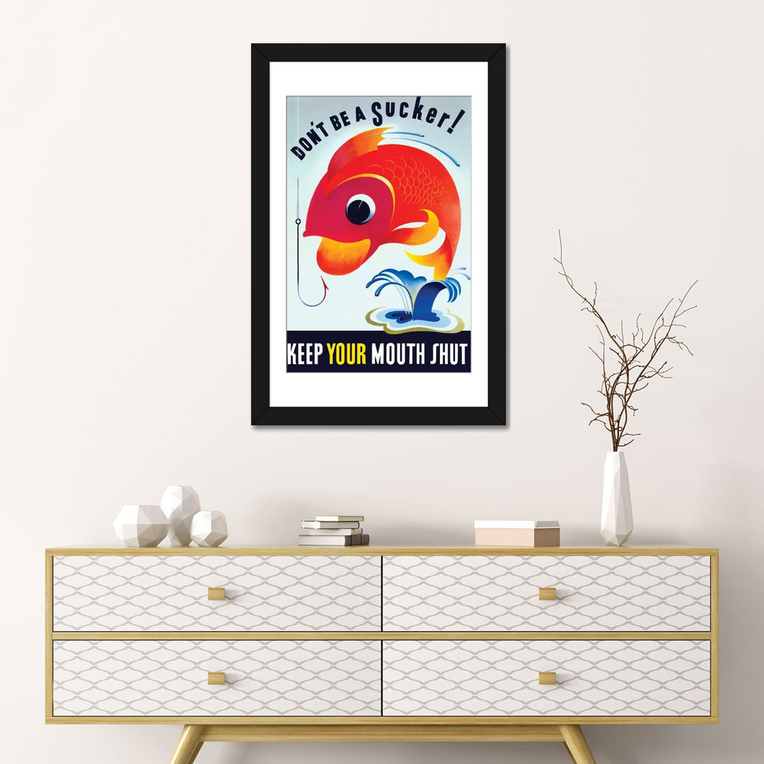 " Vintage WWII Poster Of A Colorful Fish Jumping From A Pond " by John Parrot East Urban Home Mat 