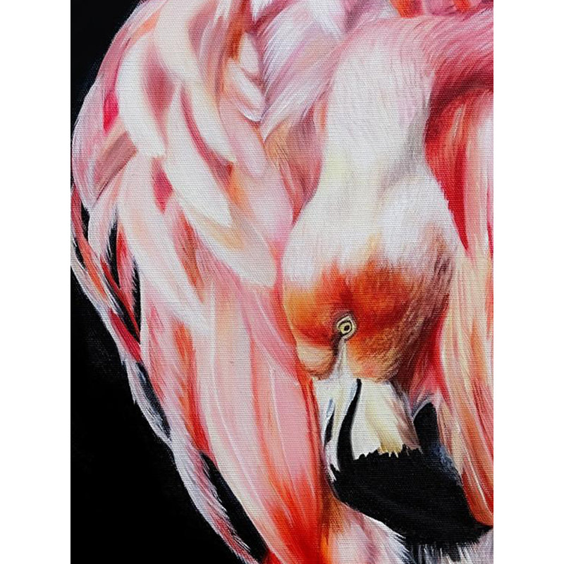 Flamant rose vif | Acrylique sur toile | Par Deekhaâ Chauhan
