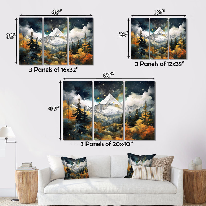 Simplicité scandinave I sur toile, 3 pièces, H 40 po x l 60 po x P 1 po