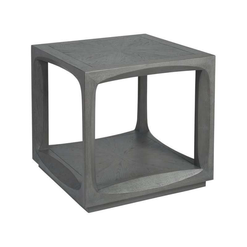 Elliptical Elegance Medium Gray Square Wood End Table