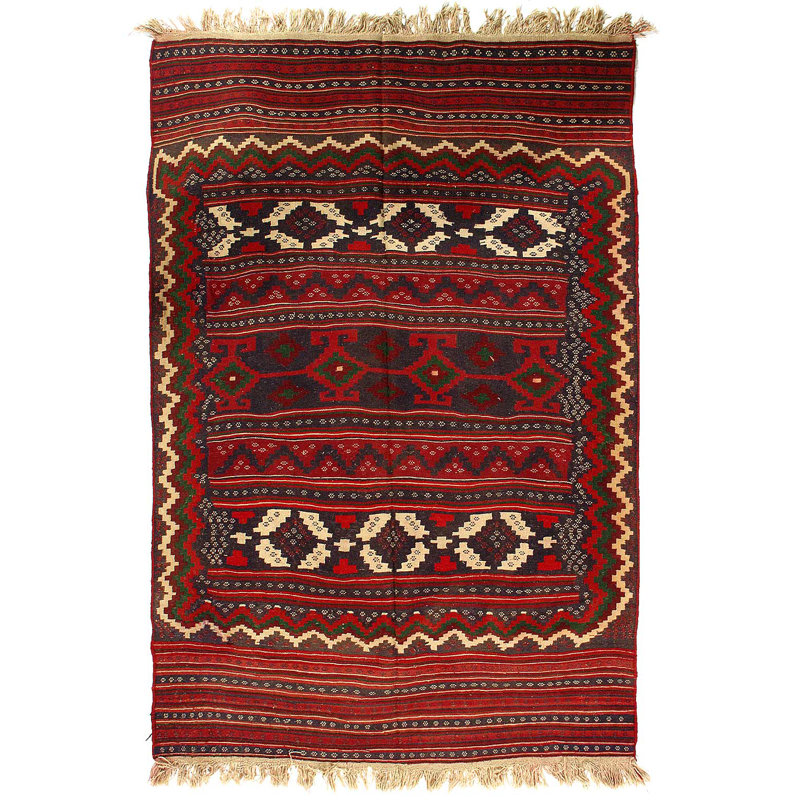 Tapis rétro noué à la main Bakhtiari 5 pi 5 po x 7 pi 11 po