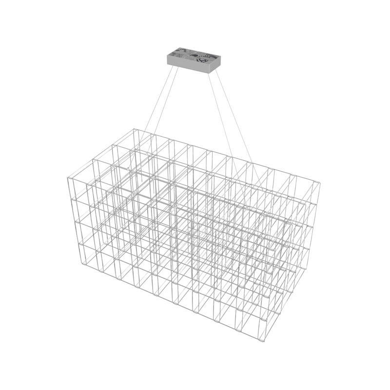 Light Unique Rectangle LED Chandelier, 112, Chrome