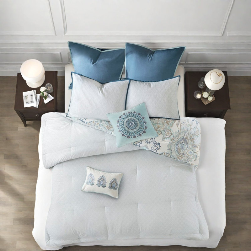 Ensemble de literie réversible 8 pièces, coton très chic pour la maison