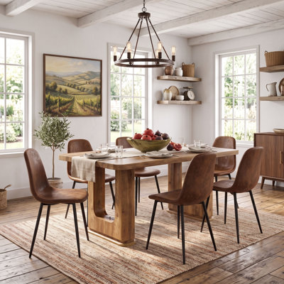 Ensemble de table de salle à manger 64,5 "pour 6 personnes, ensemble de salle à manger de style campagnard moderne avec pieds décoratifs