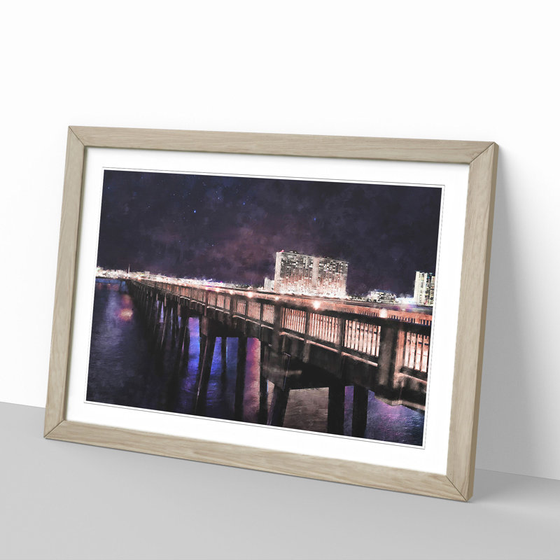 Panama City Beach Pier - Framed Print, 27cm H x 36cm W x 2cm D, Oak Framed