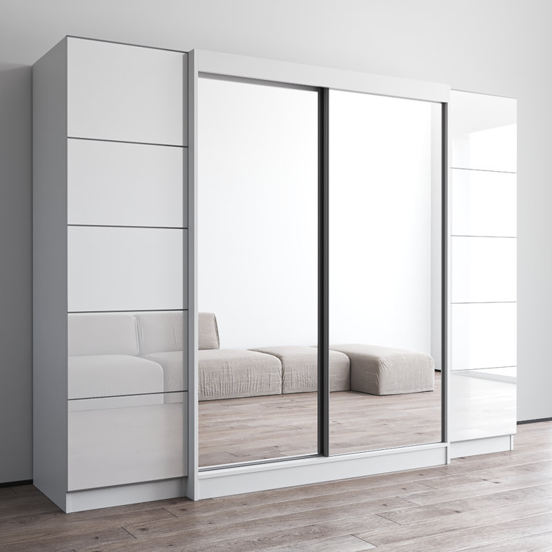 Armoire 102,4 "avec 2 miroirs Aria, H 79 po x l 102 po x P 26 po, Blanc