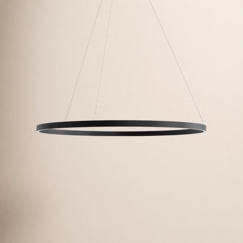 Mills 1 - Light LED Wagon Wheel Pendant, Black, 1.5" H x 39.5" W x 39.5" D
